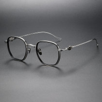 Square Titanium Glasses LE1122_Black & Silver