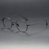 Round Titanium Glasses LE1119_Matte Black