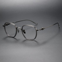 Square Titanium Glasses LE1122_Clear Gray & Gunmetal