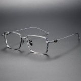 Rectangle Titanium Glasses LE1130_Blue & Silver