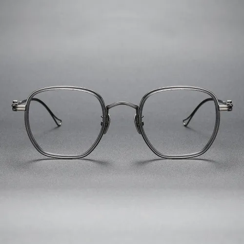 Square Titanium Glasses LE1122_Clear Gray & Gunmetal