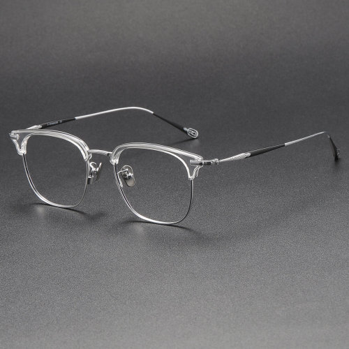 Browline Titanium Glasses LE1111_Clear & Silver
