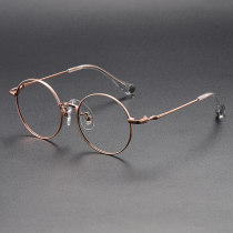 Round Titanium Glasses LE1134_Rose Gold