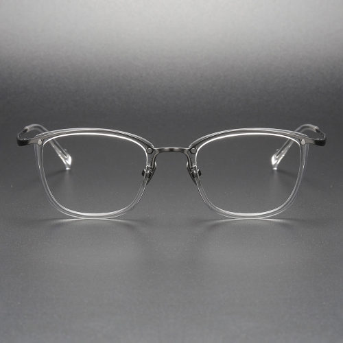 Browline Titanium Glasses LE1131_Clear & Gunmetal