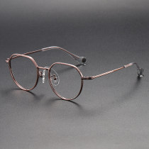 Round Titanium Glasses LE1132_Pink & Gold