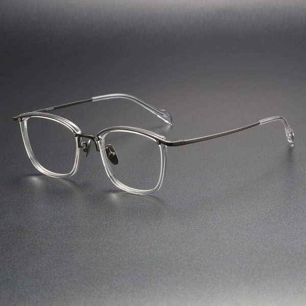 Browline Titanium Glasses LE1131_Clear & Gunmetal