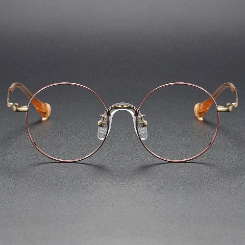 Round Titanium Glasses LE1134_Pink & Gold