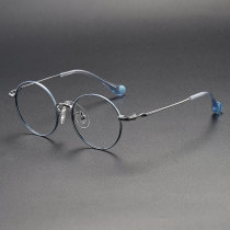 Round Titanium Glasses LE1134_Blue & Silver