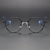 Round Titanium Glasses LE1132_Black