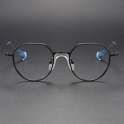Round Titanium Glasses LE1132_Black