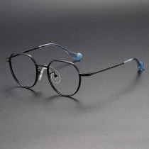 Round Titanium Glasses LE1132_Black