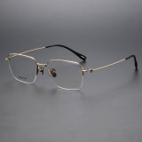 Half Rim Titanium Glasses LE1138_Gold