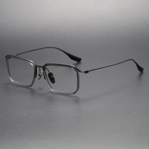 Browline Titanium & Acetate Glasses LE1136_Clear Gray & Black