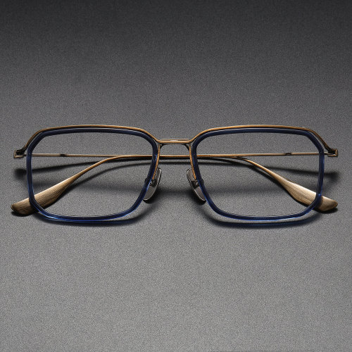 Browline Titanium & Acetate Glasses LE1136_Blue Tortoise & Bronze