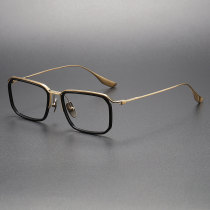 Browline Titanium & Acetate Glasses LE1136_Black & Gold