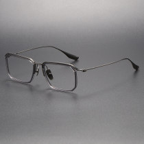 Browline Titanium & Acetate Glasses LE1136_Clear Gray & Gunmetal