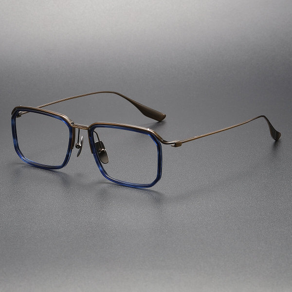 Browline Titanium & Acetate Glasses LE1136_Blue Tortoise & Bronze