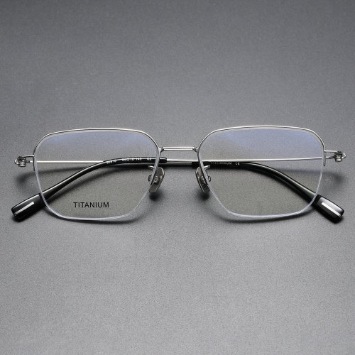 Half Rim Titanium Glasses LE1138_Silver