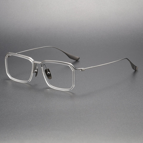 Browline Titanium & Acetate Glasses LE1136_Clear & Silver