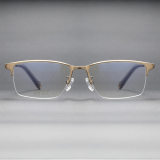 Half Rim Titanium Glasses LE1308_Gold Front View