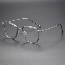 Square Titanium Glasses LE1310_Clear Gray & Silver