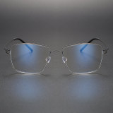 Square Titanium Glasses LE1300_Black & Silver Front View