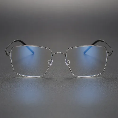 Square Titanium Glasses LE1300_Black & Silver