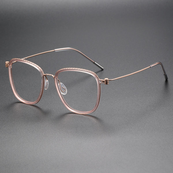 Square Titanium Glasses LE1310_Clear Pink & Rose Gold