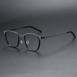 Square Titanium Glasses LE1318_Black & Gunmetal