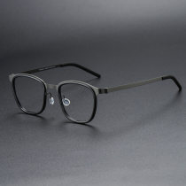 Square Titanium Glasses LE1318_Black & Gunmetal Square Titanium Glasses LE1318_Black & Gunmetal