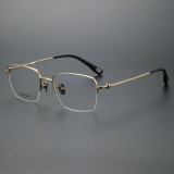 Half Rim Titanium Glasses LE1303_Gold