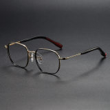 Square Titanium Glasses LE1295_Black & Gold