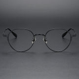 Round Titanium Glasses LE1292_Black Front View