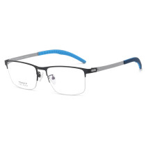 Half Rim Metal Glasses LE1314_Black & Silver