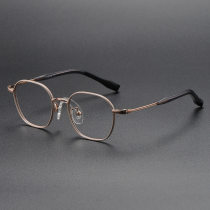 Square Titanium Glasses LE1291_Coffee & Gold