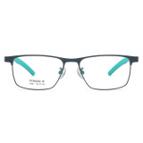 Rectangle Metal Glasses LE1315_Green & Silver Front View