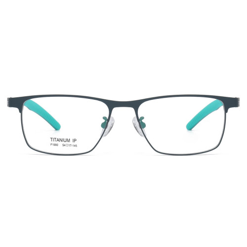 Rectangle Metal Glasses LE1315_Green & Silver