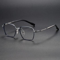 Square Titanium Glasses LE1296_Blue & Silver Square Titanium Glasses LE1296_Blue & Silver