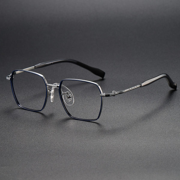 Square Titanium Glasses LE1296_Blue & Silver