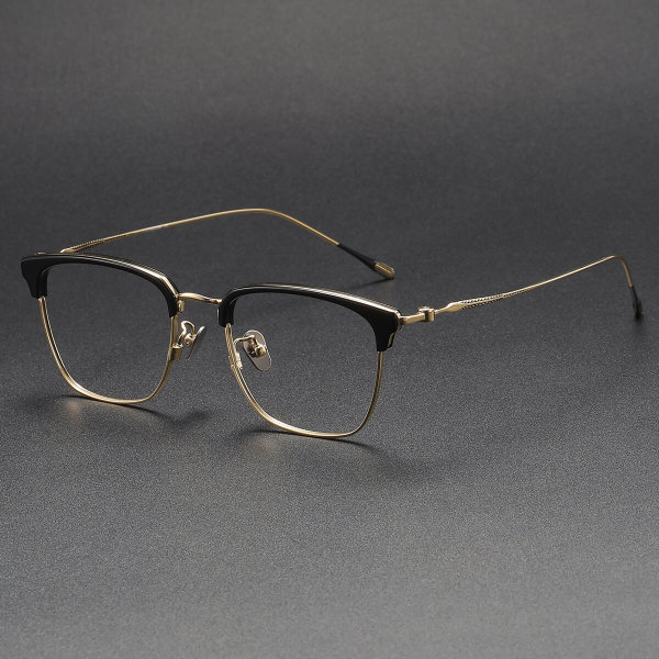 Browline Titanium Glasses LE1302_Black & Gold