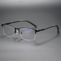 Half Rim Titanium Glasses LE1308_Black Half Rim Titanium Glasses LE1308_Black
