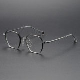 Geometric Titanium Glasses LE1322_Black & Silver