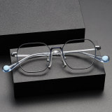 Geometric Titanium Glasses LE1322_Blue & Silver