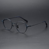 Round Titanium Glasses LE1292_Blue