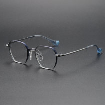 Geometric Titanium Glasses LE1322_Blue & Silver Geometric Titanium Glasses LE1322_Blue & Silver