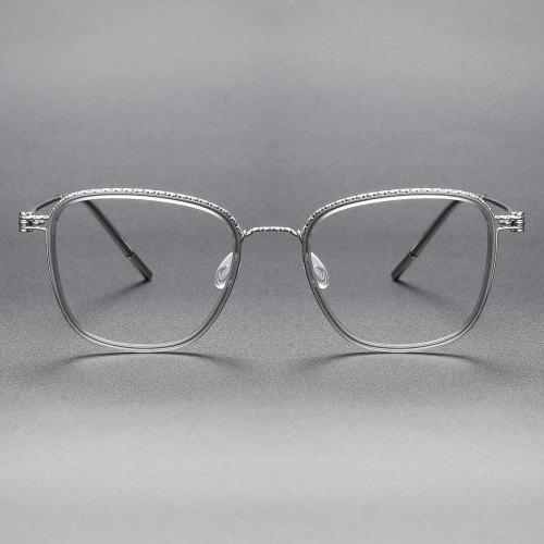 Square Titanium Glasses LE1310_Clear Gray & Silver