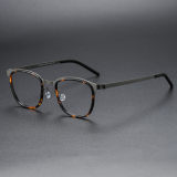 Square Titanium Glasses LE1318_Tortoise & Gunmetal