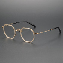 Geometric Titanium Glasses LE1297_Champagne Gold Geometric Titanium Glasses LE1297_Champagne Gold