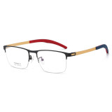 Half Rim Metal Glasses LE1314_Black & Gold