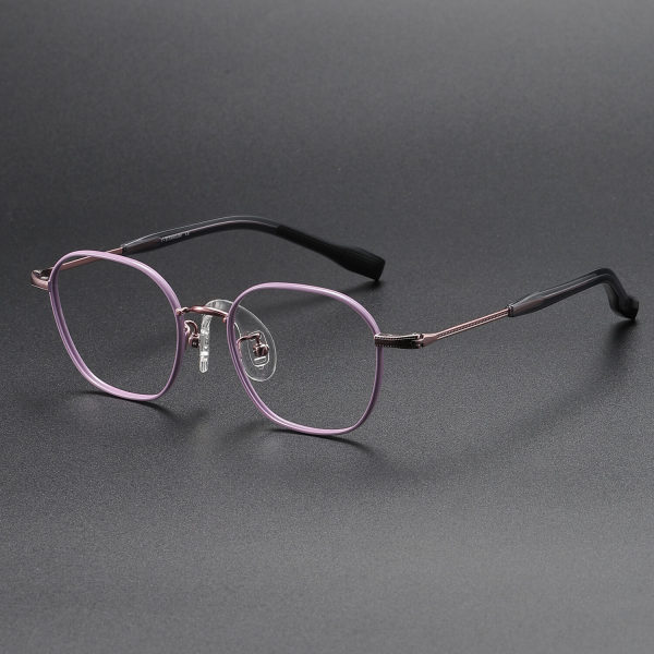 Square Titanium Glasses LE1291_Purple & Rose Gold